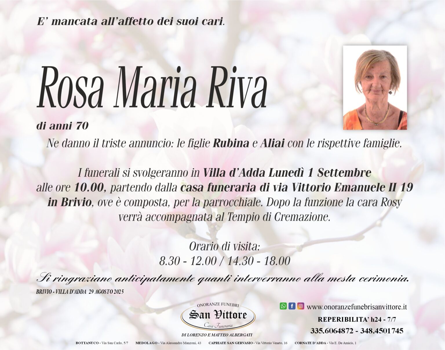 Rosa Maria Riva - Onoranze Funebri San Vittore